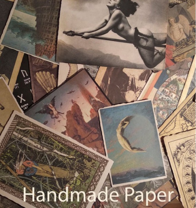 Handmade vintage paper print – textured paper with deckled edges and muted colors