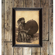 Mongolian shaman with drum.