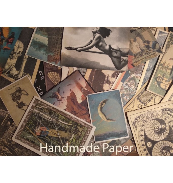 Handmade vintage paper print – textured paper with deckled edges and muted colors