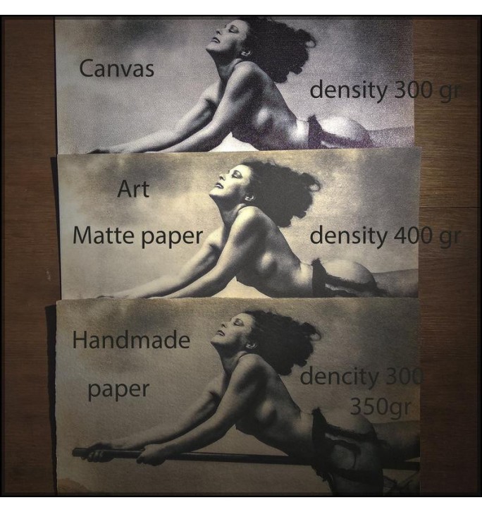 Canvas, art matte paper, and handmade paper – linen texture, thick matte, vintage deckled edges