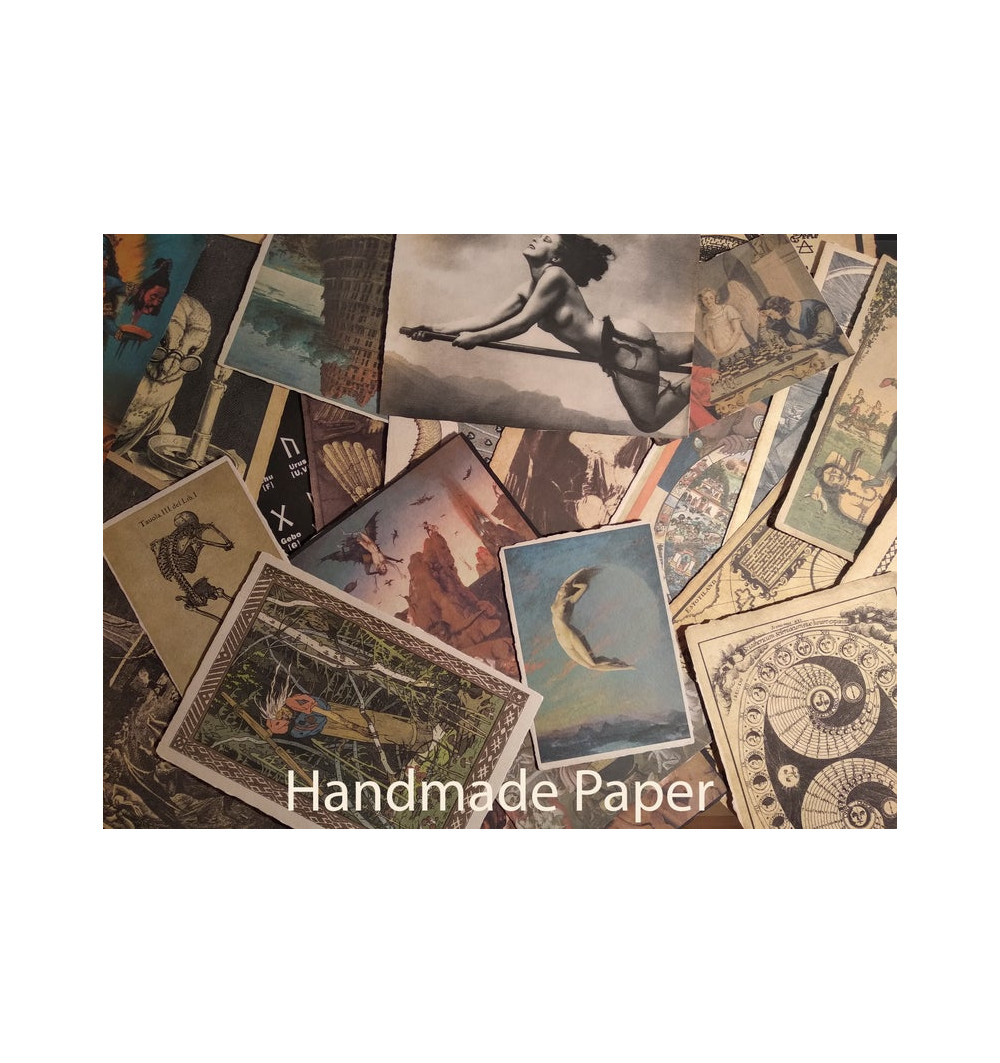 Handmade vintage paper print – textured paper with deckled edges and muted colors