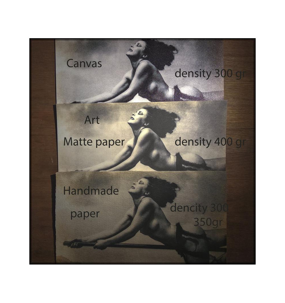 Canvas, art matte paper, and handmade paper – linen texture, thick matte, vintage deckled edges