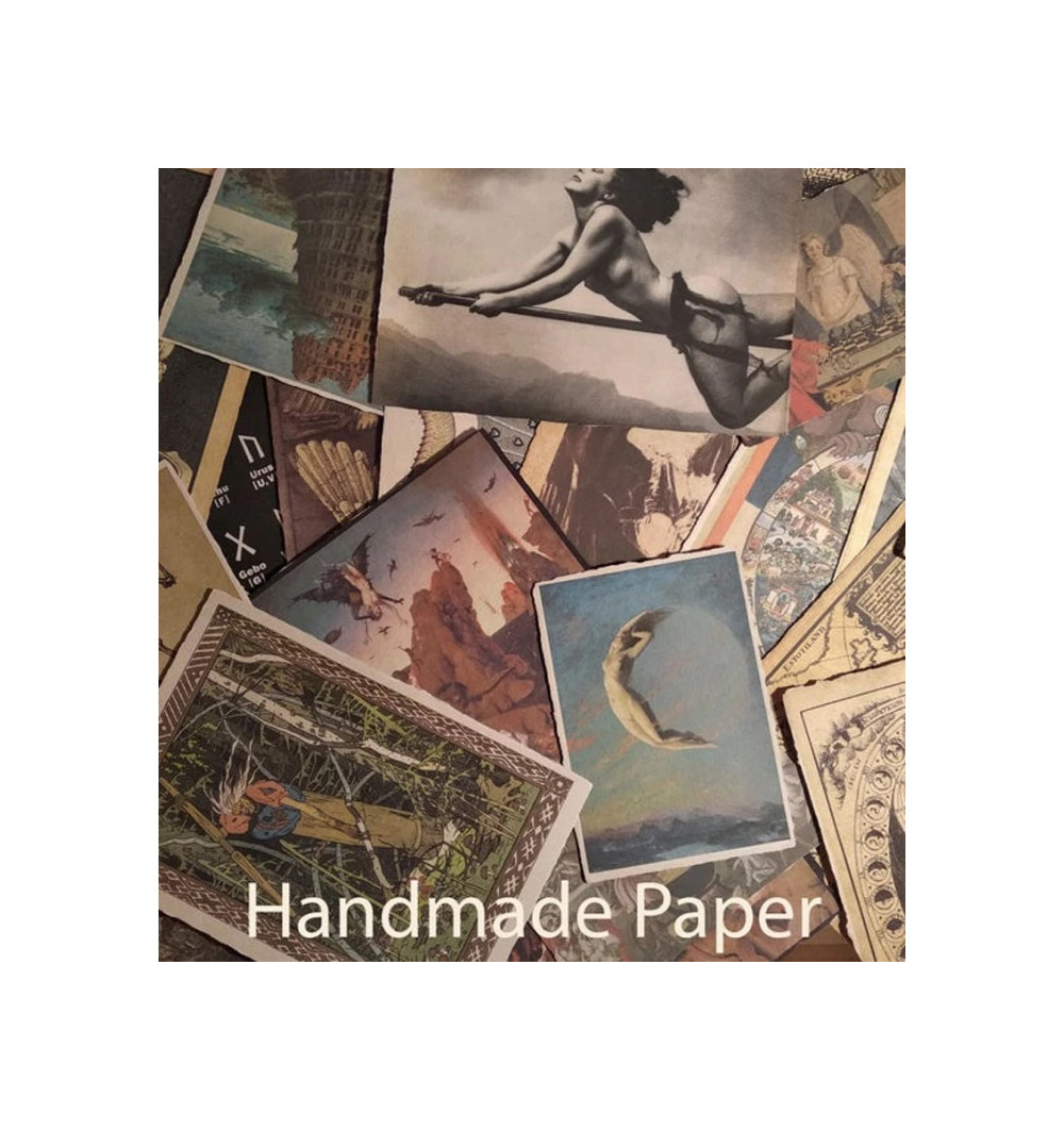 Handmade vintage paper print – textured paper with deckled edges and muted colors