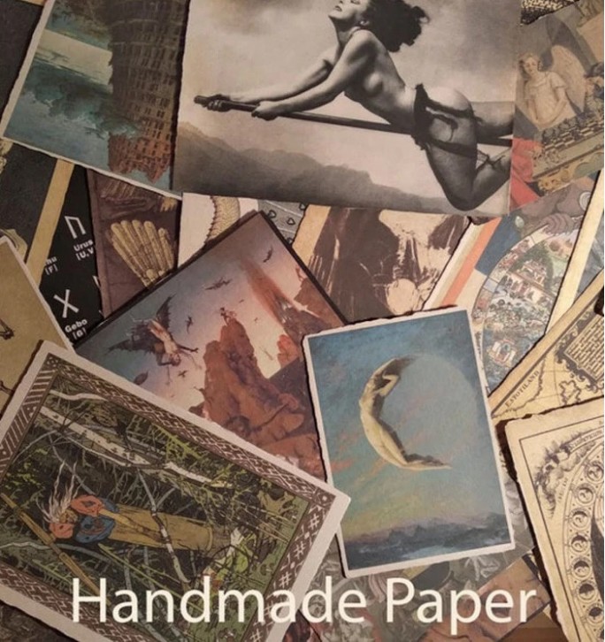 Handmade vintage paper print – textured paper with deckled edges and muted colors