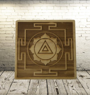 The symbol of Hinduism is Kali Yantra. Laser panel on a...